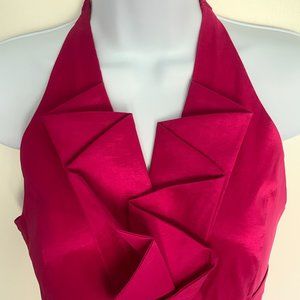 Pink Halter dress with ruffle, Small